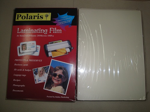 250 mic laminating pouch A4